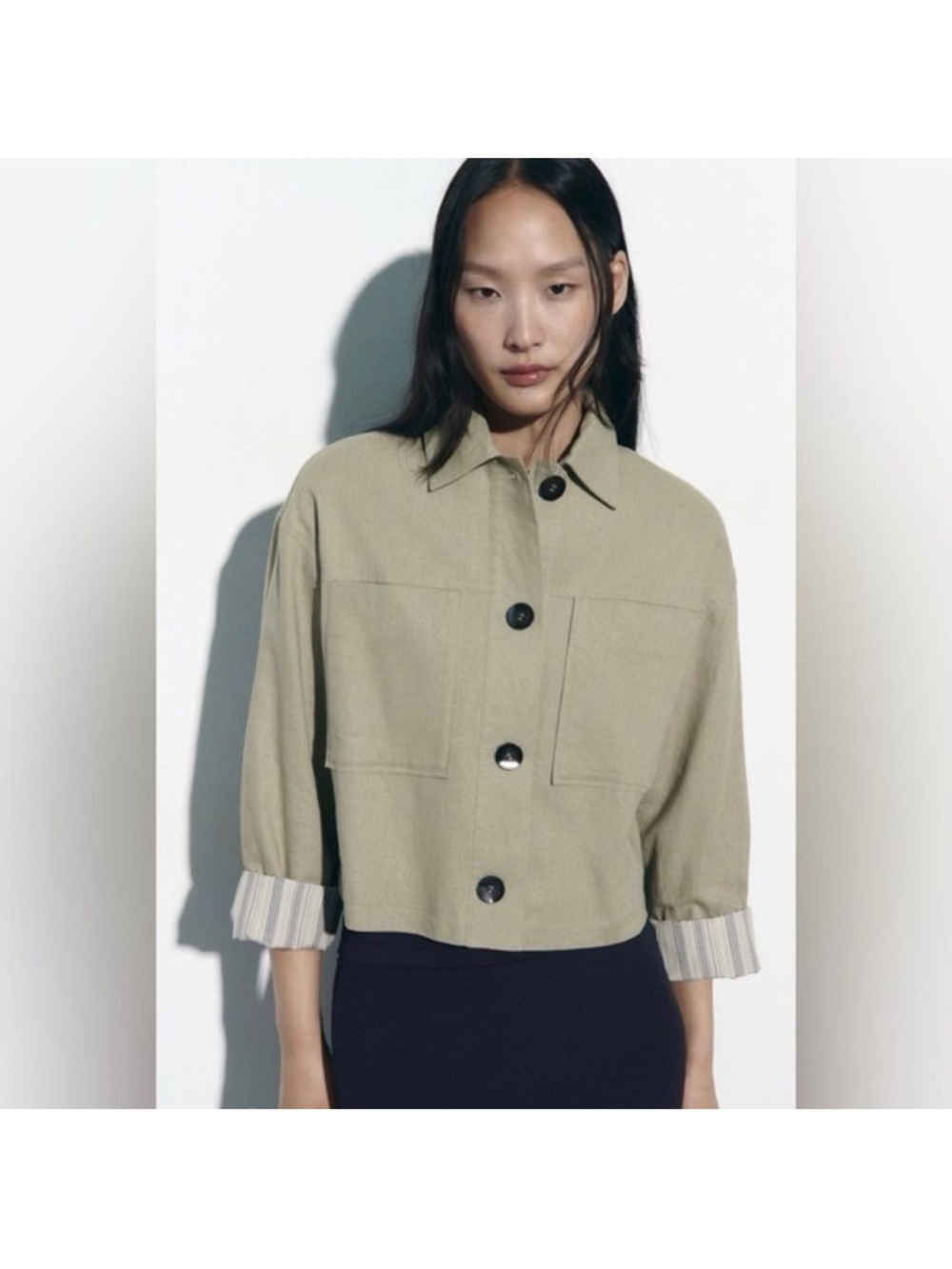 Zara Linen Blend Cropped Jacket